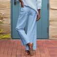 thumbnail image 5 of Atogsazn Women's Wide Leg Linen Pant Casual Loose Lightweight Pants Drawstring Fashion Trouser with Pockets Light Blue S, 5 of 7