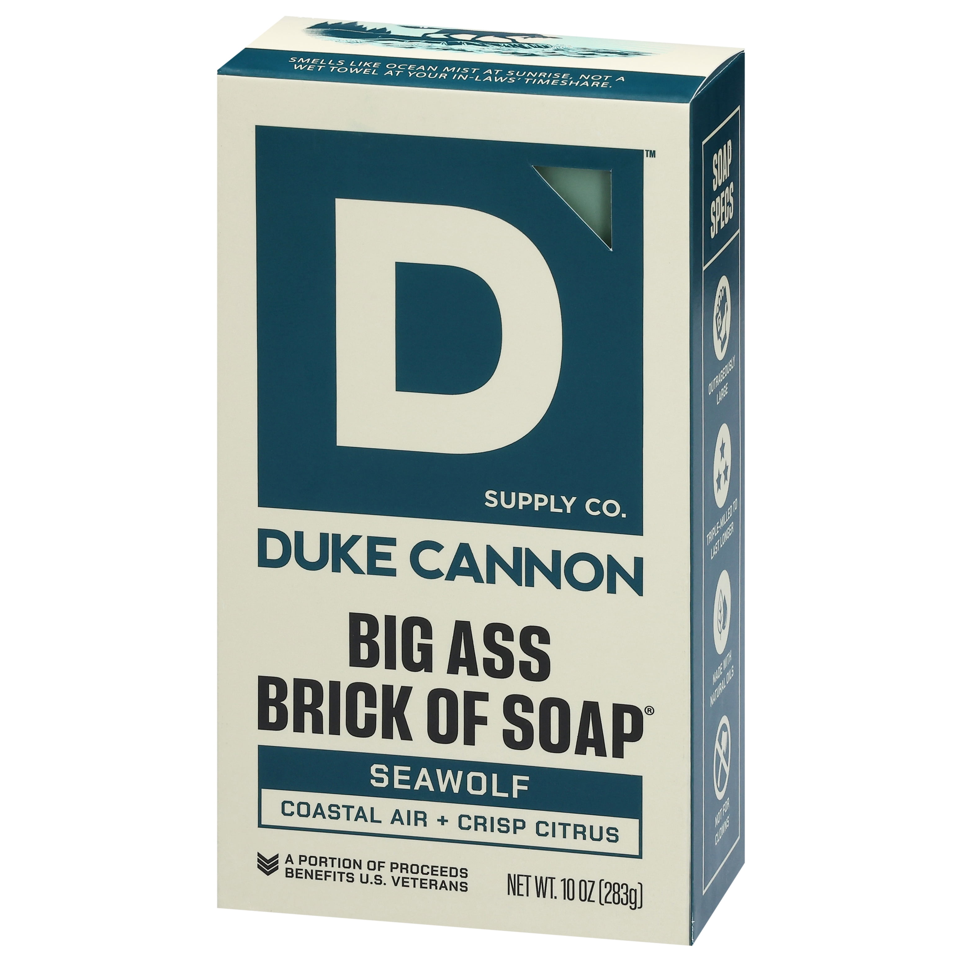 Duke Cannon Big Ass Brick of Soap for Men, Seawolf Scent, 10 oz Bar