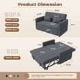 thumbnail image 3 of Hawsaiy 3-in-1 Convertible Sleeper Sofa Bed, Pull Out Loveseat Couch with 5-Level Adjustable Backrest, Metal Frame, Side Pockets & Pillows, Easy Assembly, Light Gray, 3 of 9