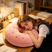 MMJ Throw Pillow Donut Shape Round Cushion 15.75in Soft Cozy Decorative for Sofa Bed Brown Pink Green