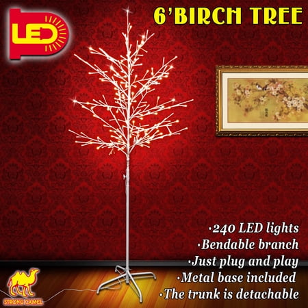 Sunny 6FT Birch Light Tree 240 LED Lighted Warm White Christmas Decoration Xmas