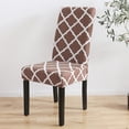 thumbnail image 2 of Dining Chair Cover Patterned Stretch Printed Parsons Dining Chair Cover Washable Removable Suitable Armless for Kitchen Hotel Restaurant Office Ceremony Universal Size (6 Piece, Dark Camel), 2 of 6
