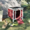 thumbnail image 2 of PRZL Small Wooden Rabbit Hutch Bunny Cage Guinea Pig Cage Duck House Dog House with Openable & Waterproof Roof, Red, 2 of 9