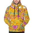 thumbnail image 4 of KLL Peace Love and Dove Flower Power Print Mens Hoodie Long Sleeve Casual Pullover Hooded Sweatshirt Fashion Drawstring Hoodies with Pocket-XX-Large, 4 of 6
