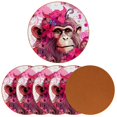 thumbnail image 2 of Monkey 6Pcs Cute Round Coasters Set, Microfiber Leather Drink Coasters for Cups, Heat Coasters for Table, 4.3x4.3in Square Coasters with Holder, Coasters for Home and Office Decor, 2 of 6
