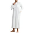 thumbnail image 5 of INSPIRE CHIC Nightshirt for Men's Long Sleeves Collared Neck Full Length Sleep Shirt Nightwear S White, 5 of 6