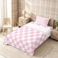 thumbnail image 3 of Homewish Casual Checkerboard Twin Sheets 3pcs for Girls, Vintage Plaid Bedding, Blush Pink,1 Fitted Sheet, 1 Flat Sheet and 1 Pillowcase, 3 of 6