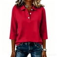 thumbnail image 5 of Trgacdwlo Women Polo Shirt Lapel Collared Button 3/4 Sleeve T Shirts for Women Lightweight Business Casual Blouses for Women Trendy, 5 of 5