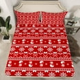 thumbnail image 2 of Manfei Kawaii Snowmen Snowflake Twin Sheet Sets,Kids Christmas Candy Cane Twin Fitted Sheet,Red White Flat Sheet For Child,Microfiber Bedroom Decor,3pcs, 2 of 7