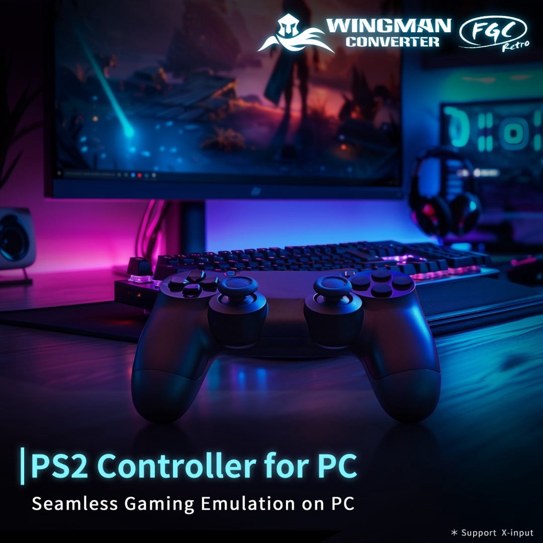 Brook Gaming Wingman FGC Retro: PS1 & PS2 Controllers for PS5 / PS4 / PC with Turbo, Version Year 2026