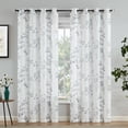 thumbnail image 1 of Cortinas Beauoop de lino semitransparente con estampado floral, 214 cm de alto, 2 paneles, color gris, 1 of 7