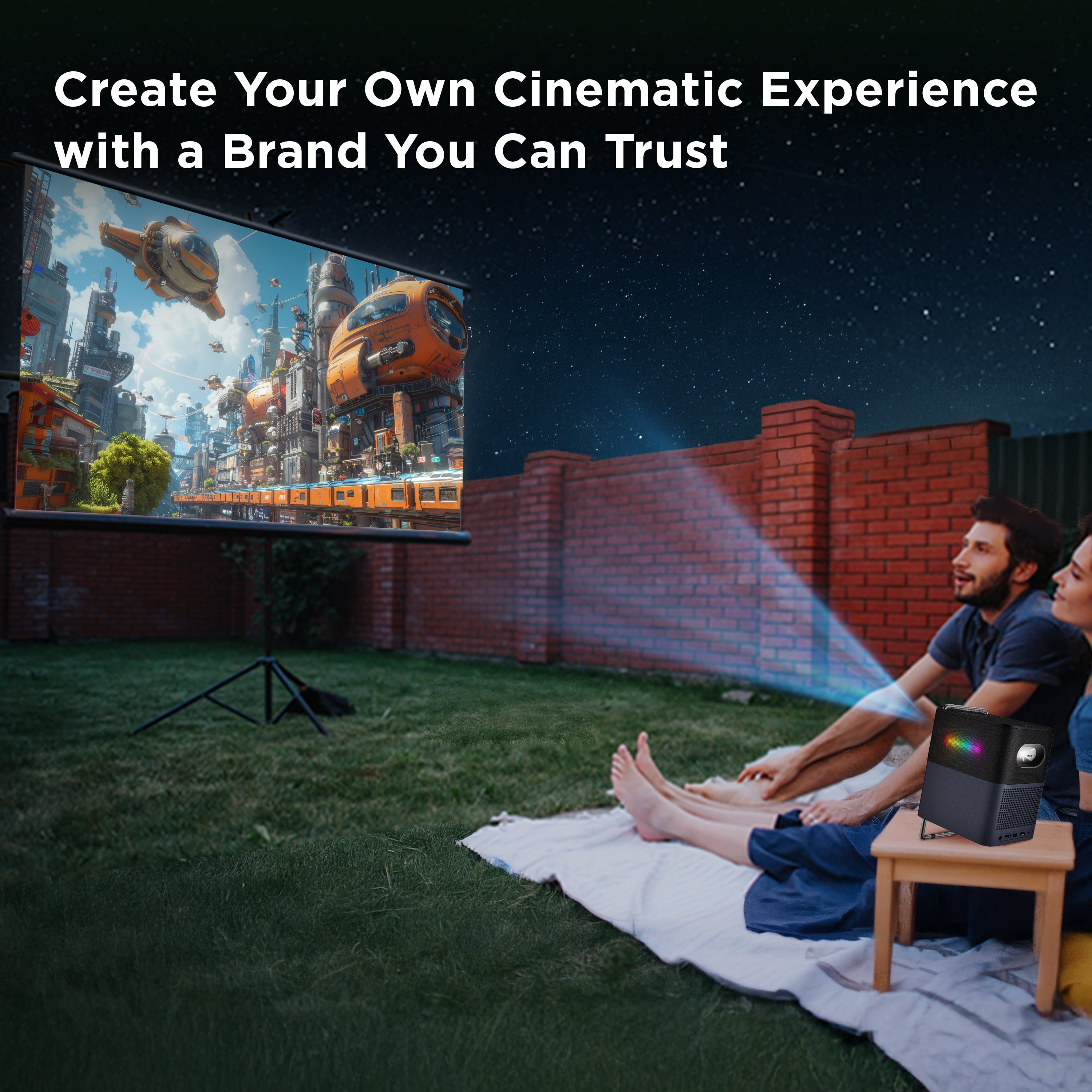 TCL A1 GTV Projector, Netflix Officially Licensed, Portable Outdoor Projector with WIFI and Bluetooth, Native 1080p&4K support, Auto Focus, 16W Audio & Dolby Digital,120-Inch Screen