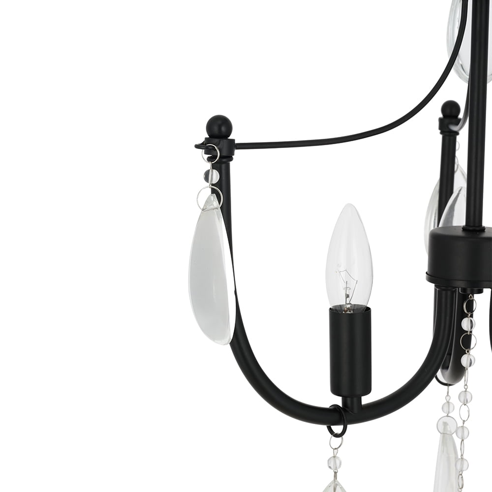 Cresswell Lighting 16" Traditional Dark Bronze 3-Light Flush mount Ceiling Light with Glass Beads, LED Bulbs Included