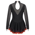 thumbnail image 4 of TiaoBug Kids Girls Figure Ice Skating Dress Long Sleeve Chiffon Tutu Skirt Leotard Ballet Dance Practice Outfit Red 14, 4 of 6