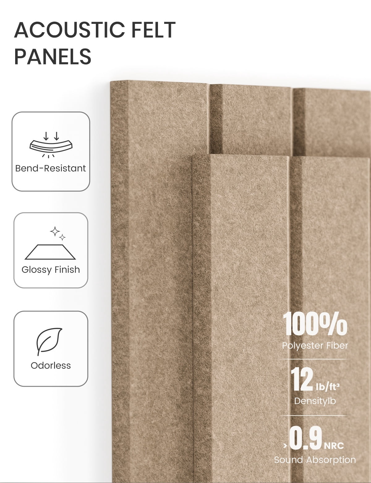 Fluxynara Felt Bulletin Board 36"x24" Cork Board Alternative - 6 Pack with 40 Safe Removable Adhesive Tabs, Cork Boards for Walls for Home Office Classroom Pin Board-Taupe