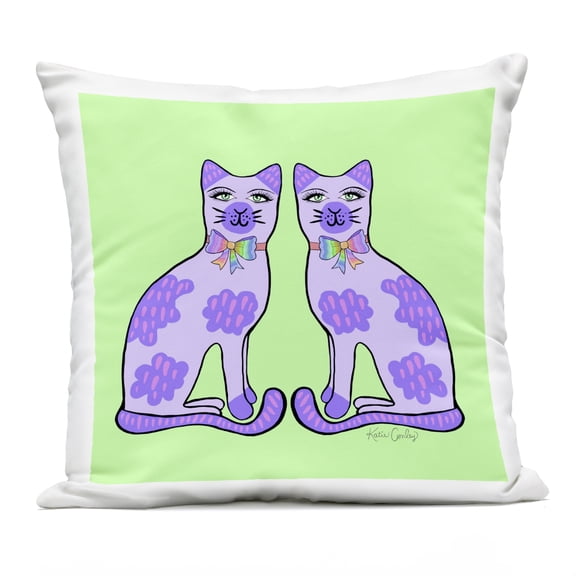 Stupell Industries Classy Cats on Green Design by Katie Conley Outdoor Printed Pillow