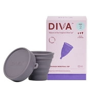 DIVA Cup & Shaker - Medical Grade Silicone Cup for Period Care - Reusable Menstrual Cup with Shaker for On-the-Go Cleansing - Wear Up to 12 Hours - Model 2 (Wide Vaginal Canals, Post-Partum, Ages 35+)