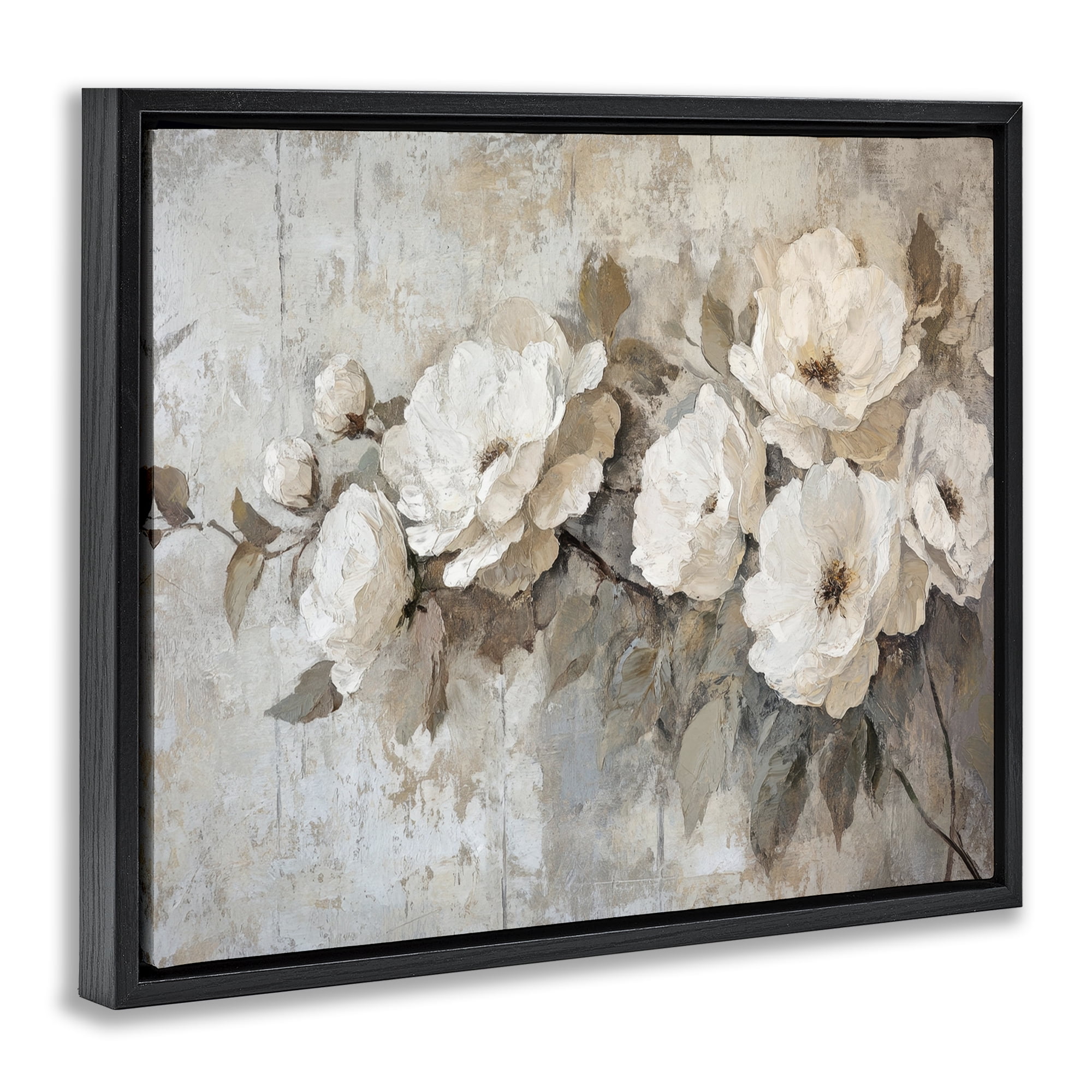 Stupell Industries Summer Daze Blossoms Plants & Flowers Painting Black Floater Framed Canvas Art Print Wall Art, 31 x 25