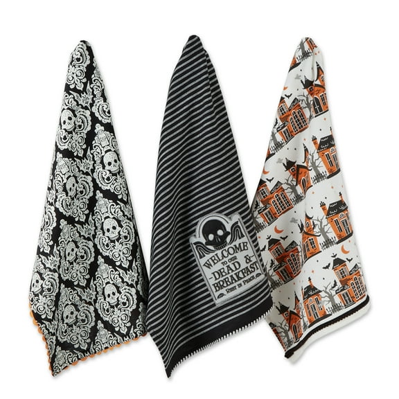 DII Asst Haunted Hallow Embellished Dishtowel (Set Of 3)