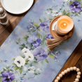 thumbnail image 4 of Purple White Flowers Table Runner 90 Inches Long,Spring Farmhouse Botanical Floral Cotton Linen Table Runners Dresser Scarves,Fabric Tabletop Scarf Furniture Cover for Home Dinner Party 13"x90", 4 of 9
