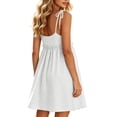 thumbnail image 4 of Bxsruta Women's Spaghetti Strap Tie Shoulder High Waist Babydoll Dress Casual Pull on A Line Sleeveless Mini Dress with Lace Trim for Summer Spring Comfy Daily Wear, 4 of 8