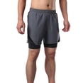 thumbnail image 3 of 2-In-1 Men Running Shorts with Towel Loop Pockets Quick Dry Exercise Shorts for Training Gym Workout, 3 of 7