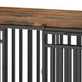 thumbnail image 4 of Uforic Large Dog Crate Furniture with 2 Dog Bowls, 55.1 Inch Heavy Duty Wooden TV Stand, Metal Dog Kennel, Rustic Brown, 4 of 9