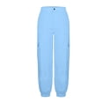 thumbnail image 4 of Fgnfyis Womens Cargo Pants High Waisted Casual Flat Front Pockets Elastic Everyday Comfort Cargo Trousers Women Pants Sky Blue S, 4 of 6