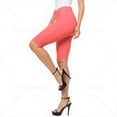 thumbnail image 2 of COUVER Women Ultra Stretchy Classic 5 Pocket Jeggings Bermuda Shorts Coral XL, 2 of 8