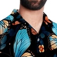 thumbnail image 5 of Flower Butterfly Men's Short Sleeve Spread Collar Poplin Shirt, Casual Printed Button Down Summer Beach Tops for Men, Unisex Comfortable Shirts, 5 of 6
