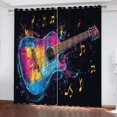 thumbnail image 2 of Musical Instrument Guitar Blackout Curtains, Colorful Musical Notes 3D Printed Pattern Drapes, 2 Panels Curtains Set, Window Drapes for Kid Boy Girl Room Living Room Bedroom Decor(108" W x 84 "L), 2 of 7