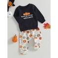 thumbnail image 3 of Wassery Infant Baby Girls 2Pcs Halloween Outfits Set Long Sleeve Letter Print Sweatshirt + Pumpkin Long Pants Set Toddler Fall Winter Clothes 0-3Y, 3 of 8