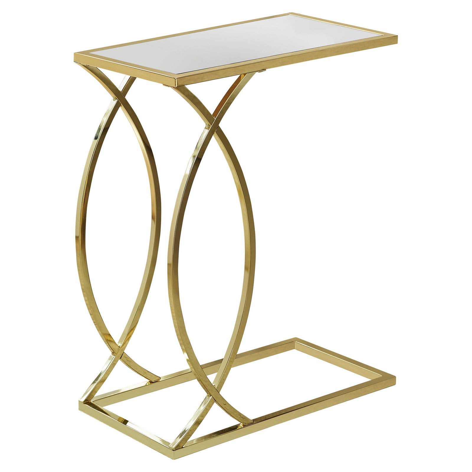 Monarch Specialties Rectangular Intersecting Circle Glass Top C-Table 