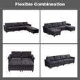 thumbnail image 4 of BUIORD 115" Modular Sectional Couch with Storage, 6 Seat Couches and Sofas for Living Room, U-Shaped Sectional Couch with Reversible Chaises, Black, 4 of 8