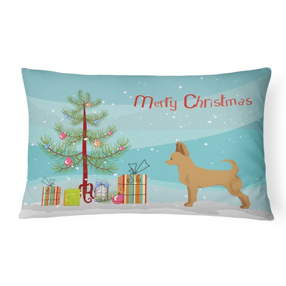 Carolines Treasures CK3814PW1216 Tan Chion Christmas Tree Canvas Fabric Decorative Pillow, 12H x16W, multicolor