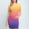 thumbnail image 2 of Edvintorg Maternity Clothes Women Fashion Gradient Crewneck Short Sleeve Casual Pregnancy Dress Women Midi Pregnant Dresses Yellow XL, 2 of 6