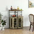 thumbnail image 5 of Costway Corner Bar Cabinet Industrial Liquor Wine Cabinet with Glass Holder & Mesh Doors, 5 of 10