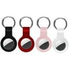 4 Pack Keychain for AirTag,Sherry Silicone Case Compatible with Apple Air Tags, Protective Cover Key Chain Loop Holders for Apple AirTag,AirTag Keychain Accessories(Black Red Pink White)