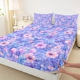 thumbnail image 4 of Erosebridal Teens Chic Flowers Bed Sheets 4pcs,Girls Spring Garden King Sheets,Pink Purple, 4 of 5