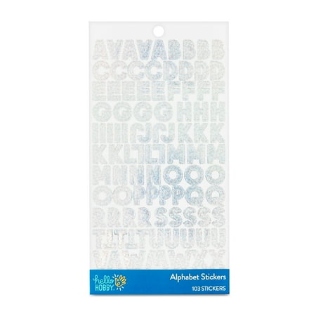 Hello Hobby Silver Holographic Alphabet Stickers, 103 Count