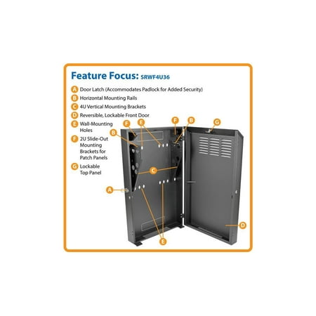 UPC: 0037332190628 | Tripp Lite SRWF4U36 4U Wall Mount Low Profile Rack Enclosure Cabinet 36 Deep