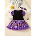 thumbnail image 4 of WIBACKER My 1st Halloween Infant Baby Girl Puff Sleeve Romper Dress, Newborn Pumpkin Onesie Bodysuit Dresses with Bow Headband, 4 of 11