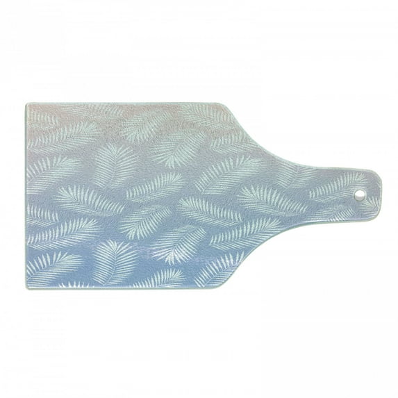 Ombre Cutting Board, Summer Tropic Fan Palm Leaves on Background, Decorative Tempered Glass Cutting and Serving Board, in 3 Sizes, by Ambesonne
