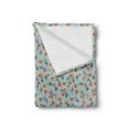 thumbnail image 2 of Floral Soft Flannel Fleece Throw Blanket, Repeating Vintage-Themed Flowers on Branches, Cozy Plush for Indoor and Outdoor Use, 50" x 60", Pale Blue Burnt Orange, by Ambesonne, 2 of 5
