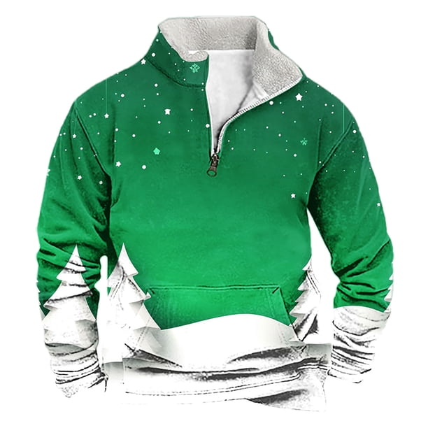 Sudadera sin capucha para hombre, informal, a la moda, con cuello alto, estampado, cremallera, jersey de manga larga, blusa de poliéster para hombre