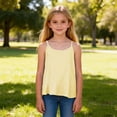 thumbnail image 6 of Gaexia Girls Summer Casual Lightweight Sleeveless Tank Top With Striped Design For Cool Playful Style (Yellow,7-8 Years), 6 of 7