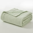 thumbnail image 3 of EMME Throw Blanket 100% Cotton Soft Muslin Blanket for Couch Bed Lightweight Breathable Gauze Blanket (Mint Green, 55"x75"), 3 of 6