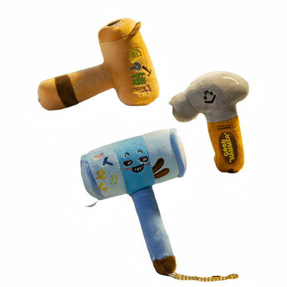 Cute Funny Hammer Plush Doll Stuffed Toy Keychain Creative Pendant Girl Backpack Decor Birthday Gift