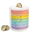 thumbnail image 2 of Pastel Piggy Bank, Wooden Planks in Rainbow Colors Rural Rustic Home Cottage Theme Summer Shades Print, Ceramic Coin Bank Money Box for Cash Saving, 3.6" X 3.2", Multicolor, by Ambesonne, 2 of 4