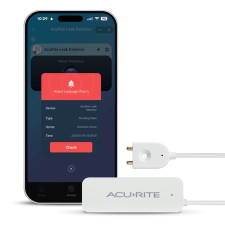 AcuRite Hydro Sense – Smart Water Leak Detector with 3-foot Probe, Mobile Alerts, 2.4GHz WiFi Water Sensor with Alarm, Smart Life Compatible